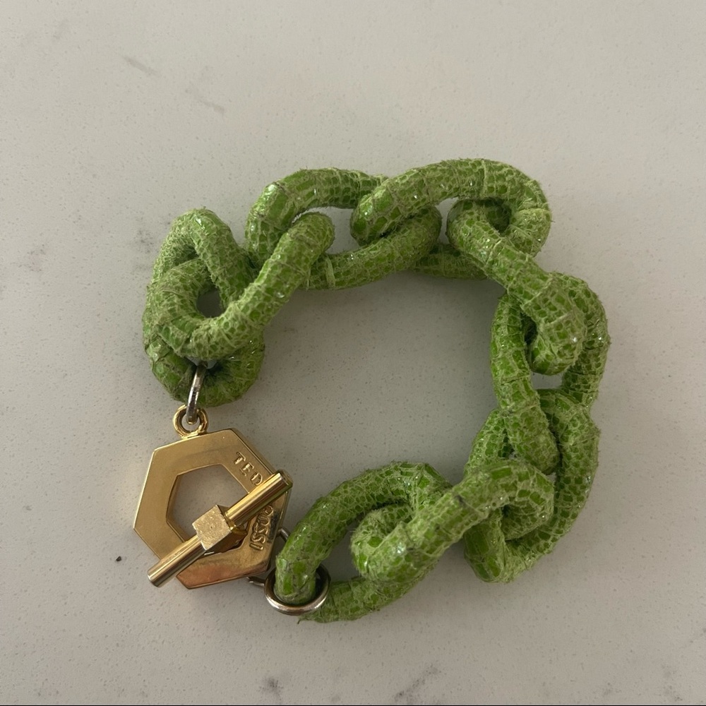 Ted Rossi Twisted Green Python Link Bracelet - image 2